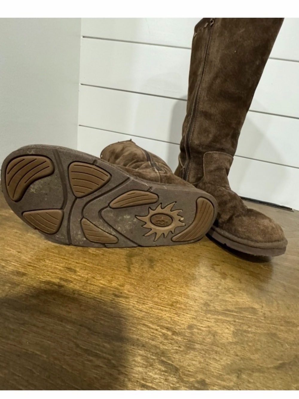 UGG Rare “Joplin” Brown Winter Boots Suede Mid-Calf - Picture 4 of 6